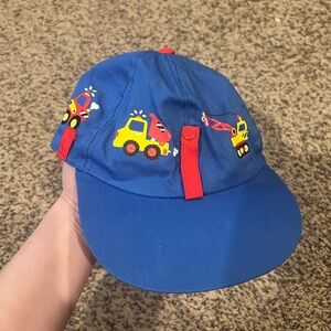 Vintage 90s Toddler Blue Construction Theme Hat